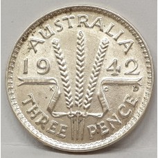 AUSTRALIA 1942D . THREEPENCE . UNCIRCULATED